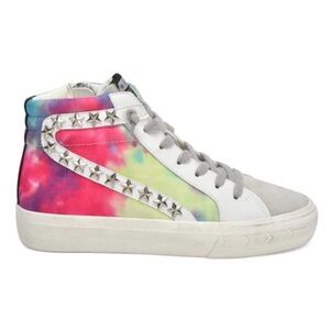 Havana Tie-Dye High-Top Sneakers. Multi colored, Side Zipper, Laced